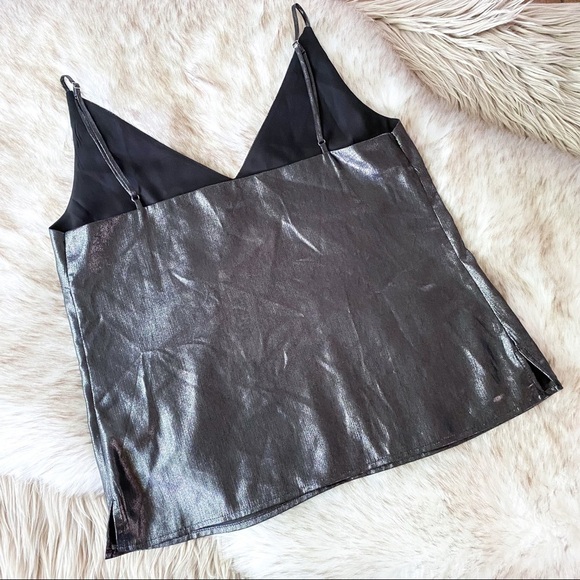 L’Agence Gabriella Camisole Metallic Silver Black Tank XS NWT - Picture 5 of 10